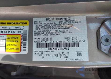 2015 Ford Fusion Hybrid Se from USA, damaged, VIN 3FA6P0LU5FR167585